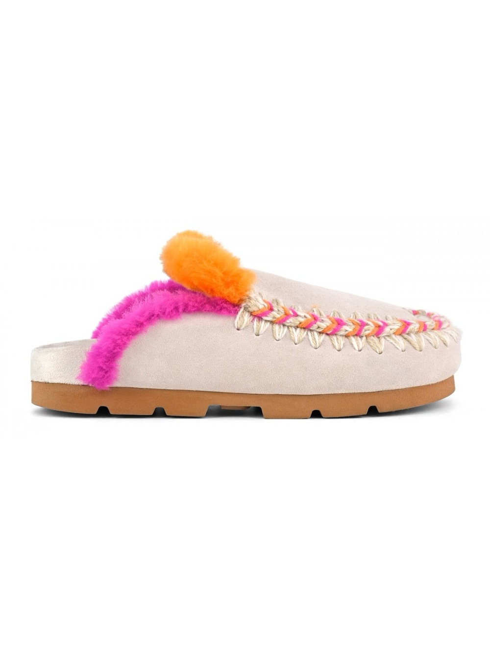 New Mou Fur Trimmed braided mule Chalk 38